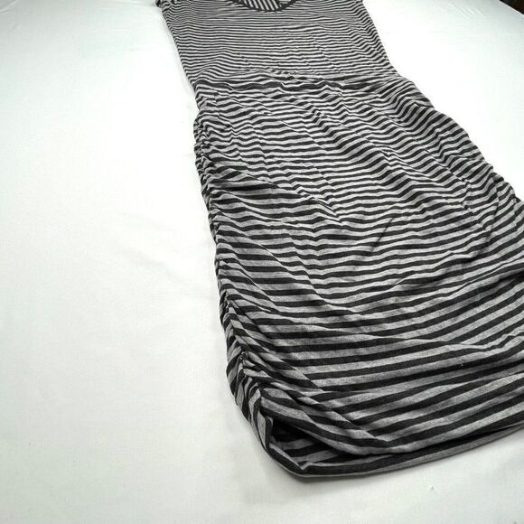 Athleta Topanga Ruched Dress Gray Striped - Picture 5 of 8